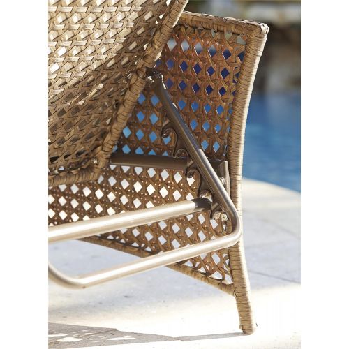  Cosco Outdoor Living Cosco Outdoor Adjustable Chaise Lounge Chair Lakewood Ranch Steel Woven Wicker Patio Furniture with Cushion, Brown