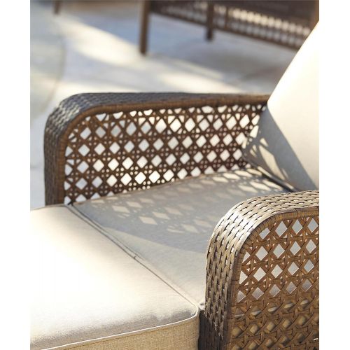  Cosco Outdoor Living Cosco Outdoor Adjustable Chaise Lounge Chair Lakewood Ranch Steel Woven Wicker Patio Furniture with Cushion, Brown