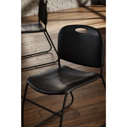  Cosco Products COSCO Commercial Contoured Back Resin Stacking Chair, Black, 4 Pack