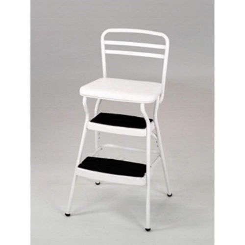  CoscoProducts Cosco White Retro Counter Chair / Step Stool with Lift-up Seat