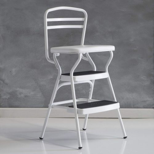  CoscoProducts Cosco White Retro Counter Chair / Step Stool with Lift-up Seat