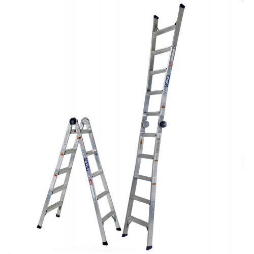  CoscoProducts COSCO 2-in-1 Step and Extension Ladder, Tall Reach, Aluminum