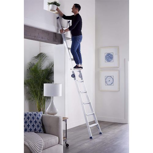  CoscoProducts COSCO 2-in-1 Step and Extension Ladder, Tall Reach, Aluminum