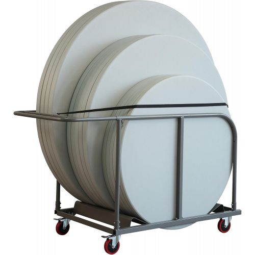  CoscoProducts ZOWN Commercial Heavy Duty Round Folding Table Trolley Cart, Gray