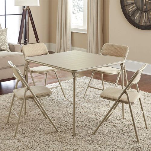  CoscoProducts COSCO 5 Piece, Tan Folding Table and Chair Set.