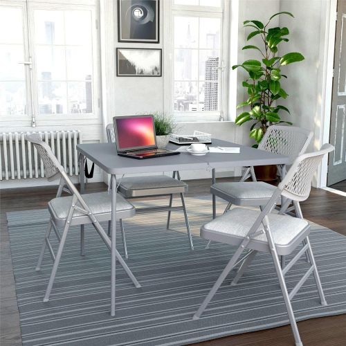  CoscoProducts COSCO XL 38.5 Half Card w/Handle Indoor & Outdoor, Portable, Wheelchair Accessible, Camping, Tailgating, & Crafting Folding Table, Gray