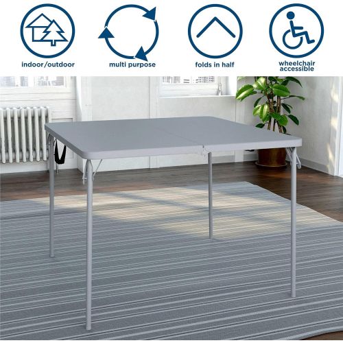  CoscoProducts COSCO XL 38.5 Half Card w/Handle Indoor & Outdoor, Portable, Wheelchair Accessible, Camping, Tailgating, & Crafting Folding Table, Gray