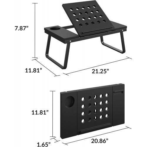  CoscoProducts COSCO Folding Laptop, Black w/Cup & Electronic Device Holder, Adjustable & Portable Desk Activity Tray, 1 Pack