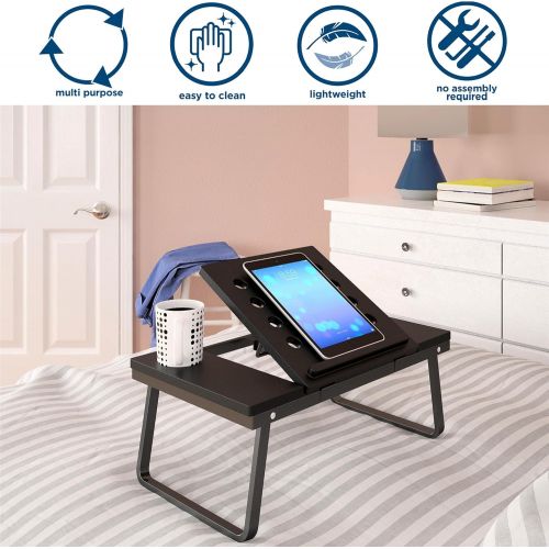  CoscoProducts COSCO Folding Laptop, Black w/Cup & Electronic Device Holder, Adjustable & Portable Desk Activity Tray, 1 Pack