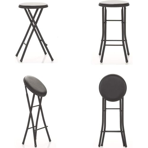  CoscoProducts COSCO 24 Vinyl Padded Folding Stool, Black, 4-Pack