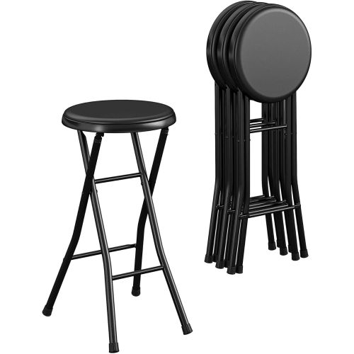  CoscoProducts COSCO 24 Vinyl Padded Folding Stool, Black, 4-Pack