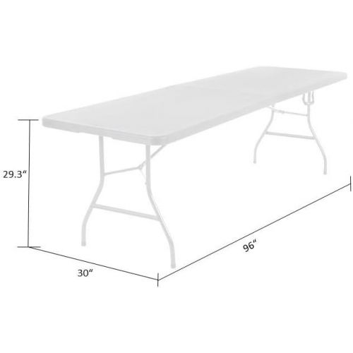  CoscoProducts COSCO Deluxe 8 foot x 30 inch Fold-in-Half Blow Molded Folding Table, White