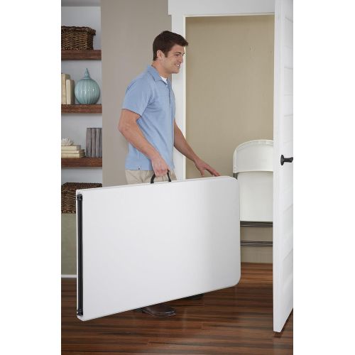  CoscoProducts COSCO Deluxe 8 foot x 30 inch Fold-in-Half Blow Molded Folding Table, White