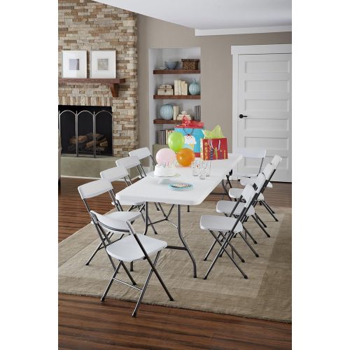  CoscoProducts COSCO Deluxe 8 foot x 30 inch Fold-in-Half Blow Molded Folding Table, White