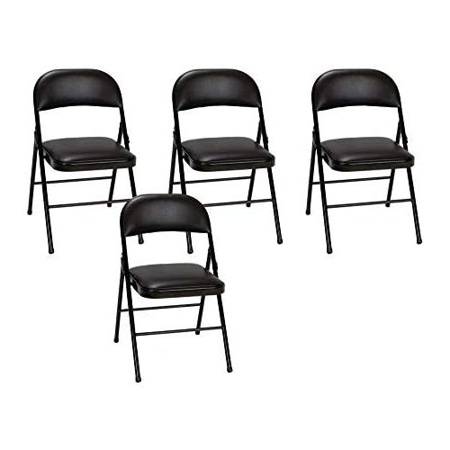  CoscoProducts COSCO Vinyl Folding Chair, 4 Pack, Black