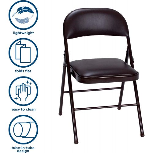  CoscoProducts COSCO Vinyl Folding Chair, 4 Pack, Black