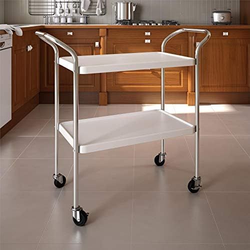  CoscoProducts COSCO Stylaire 2 Tier Serving Cart, White & Silver