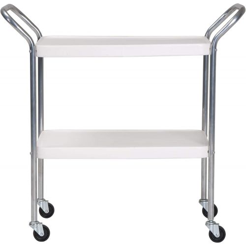  CoscoProducts COSCO Stylaire 2 Tier Serving Cart, White & Silver