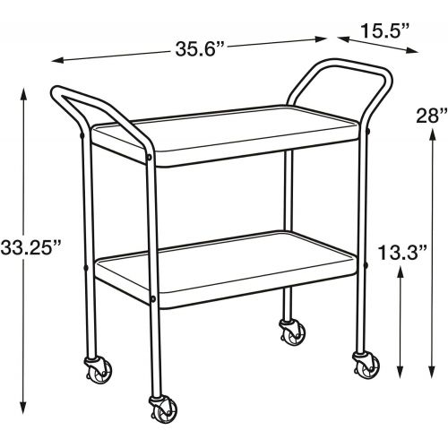  CoscoProducts COSCO Stylaire 2 Tier Serving Cart, White & Silver