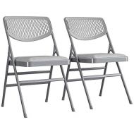 Cosco Products Cosco Ultra Comfort Commercial Fabric and Resin Mesh, Gray, 2-Pack Folding Chair, 2 Pack, Grey