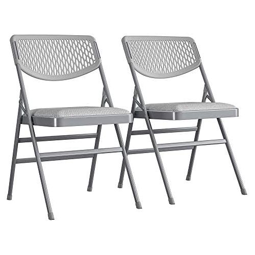  Cosco Products Cosco Ultra Comfort Commercial Fabric and Resin Mesh, Gray, 2-Pack Folding Chair, 2 Pack, Grey