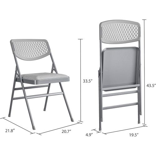  Cosco Products Cosco Ultra Comfort Commercial Fabric and Resin Mesh, Gray, 2-Pack Folding Chair, 2 Pack, Grey