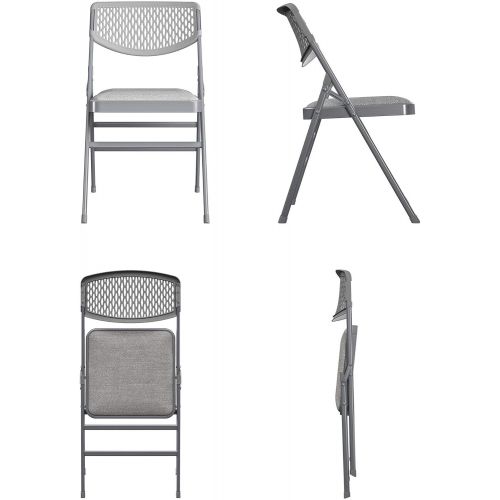  Cosco Products Cosco Ultra Comfort Commercial Fabric and Resin Mesh, Gray, 2-Pack Folding Chair, 2 Pack, Grey