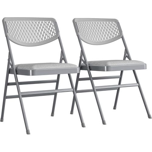  Cosco Products Cosco Ultra Comfort Commercial Fabric and Resin Mesh, Gray, 2-Pack Folding Chair, 2 Pack, Grey