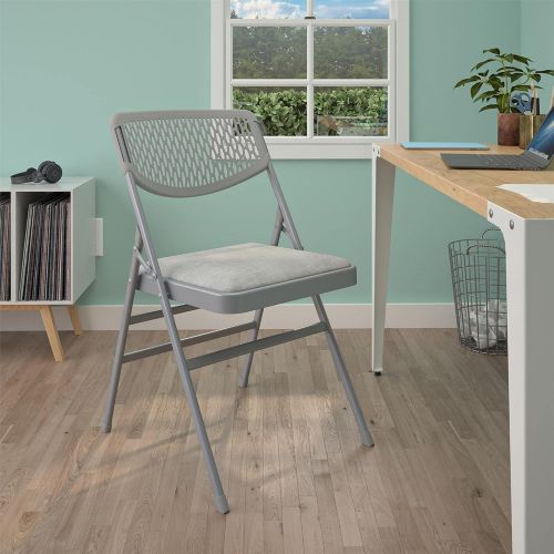  Cosco Products Cosco Ultra Comfort Commercial Fabric and Resin Mesh, Gray, 2-Pack Folding Chair, 2 Pack, Grey