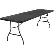 CoscoProducts COSCO Deluxe 8 foot x 30 inch Fold-in-Half Blow Molded Folding Table, Black