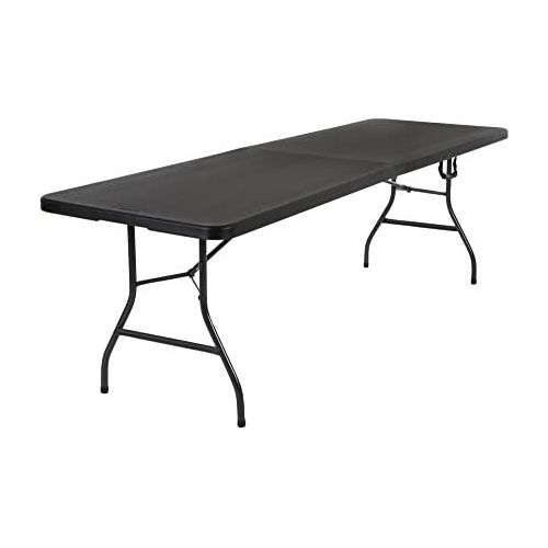  CoscoProducts COSCO Deluxe 8 foot x 30 inch Fold-in-Half Blow Molded Folding Table, Black