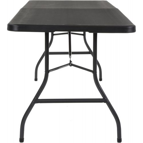  CoscoProducts COSCO Deluxe 8 foot x 30 inch Fold-in-Half Blow Molded Folding Table, Black