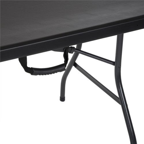  CoscoProducts COSCO Deluxe 8 foot x 30 inch Fold-in-Half Blow Molded Folding Table, Black