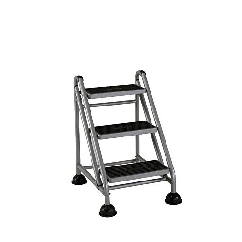  CoscoProducts Cosco 3-Step Rolling Step Ladder, Grey