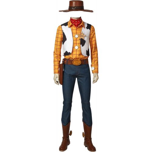  할로윈 용품Cosfunmax Woody Costume Sheriff Halloween Cosplay Uniform Fancy Dress for Adults