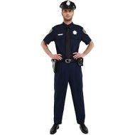 Coskidz Mens Short Sleeve Police Officer Uniform Halloween Costume with Cap
