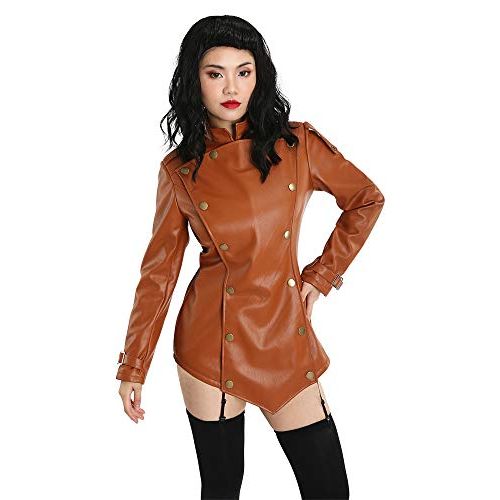  할로윈 용품Coskidz Womens Pilot Cliff Secord Jacket PU Leather Halloween Costume