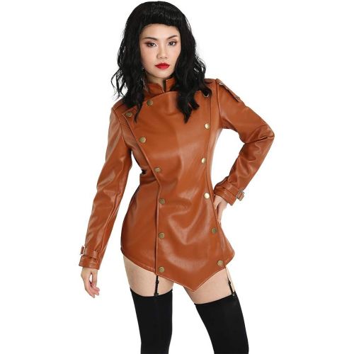  할로윈 용품Coskidz Womens Pilot Cliff Secord Jacket PU Leather Halloween Costume
