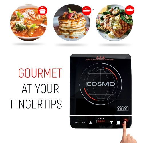  Cosmo 1800-watt Induction Cooktop with Rapid Heating and Safety Lockby Cosmo