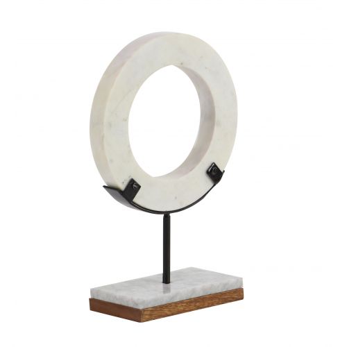  DecMode Decmode Modern 14 X 9 Inch White Marble Ring Sculpture