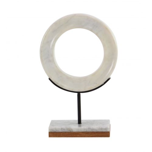  DecMode Decmode Modern 14 X 9 Inch White Marble Ring Sculpture