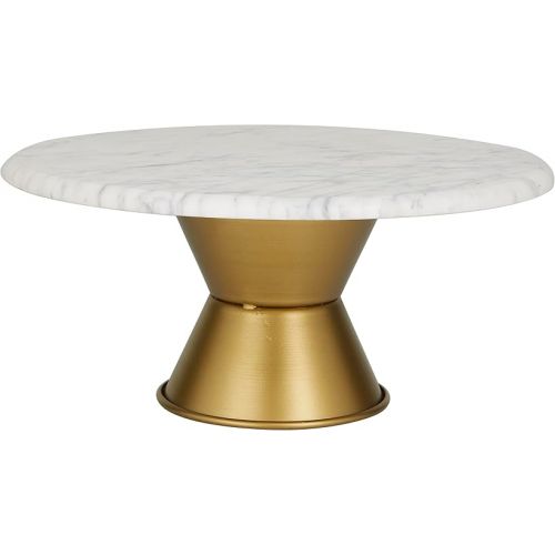  CosmoLiving by Cosmopolitan Ceramic Cake Stand with Gold Base, 14