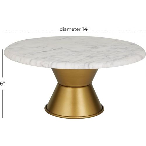  CosmoLiving by Cosmopolitan Ceramic Cake Stand with Gold Base, 14