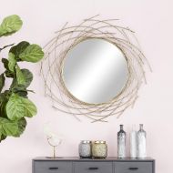 CosmoLiving by Cosmopolitan 67098 Glam Style Decorative Round Metal Wall Mirror with Twig Silhouette Frame | 39” x 39”