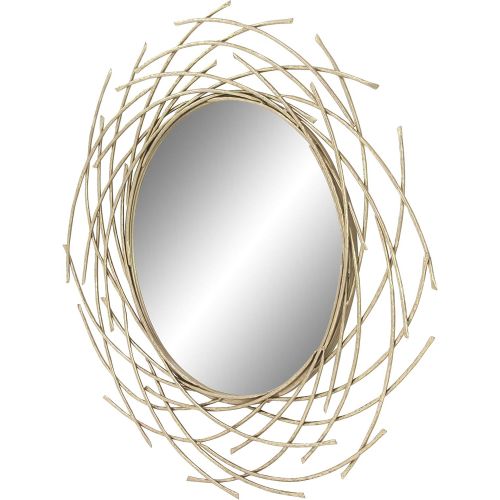  CosmoLiving by Cosmopolitan 67098 Glam Style Decorative Round Metal Wall Mirror with Twig Silhouette Frame | 39” x 39”