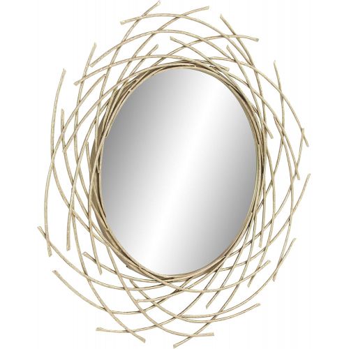  CosmoLiving by Cosmopolitan 67098 Glam Style Decorative Round Metal Wall Mirror with Twig Silhouette Frame | 39” x 39”