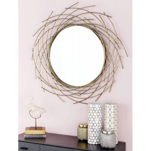  CosmoLiving by Cosmopolitan 67098 Glam Style Decorative Round Metal Wall Mirror with Twig Silhouette Frame | 39” x 39”