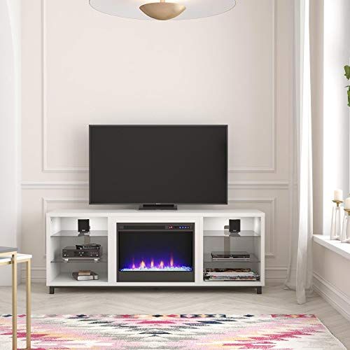  CosmoLiving by Cosmopolitan Westchester Fireplace 65, White TV Stand