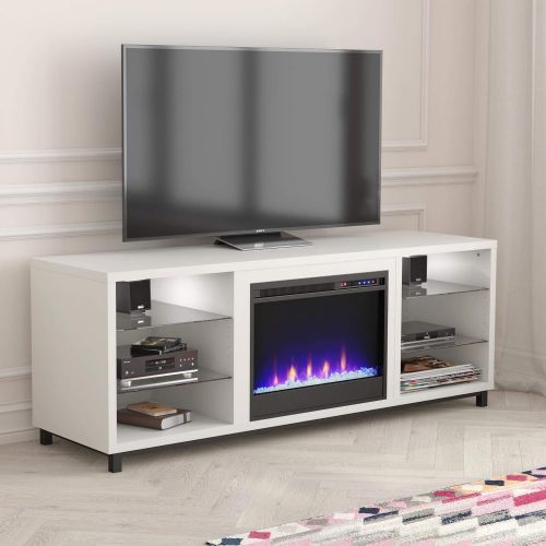  CosmoLiving by Cosmopolitan Westchester Fireplace 65, White TV Stand