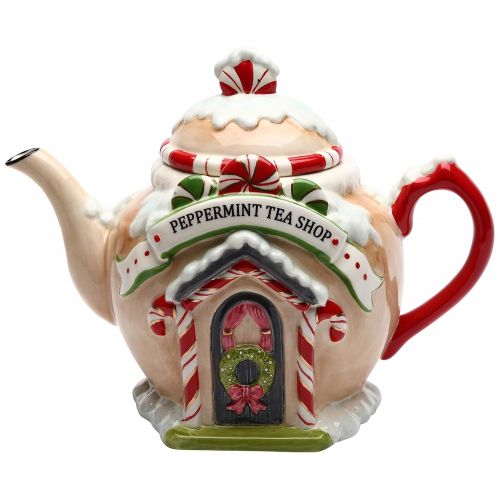  Cosmos 10936 Gifts Santas Village Ceramic Teapot, 7-1/4-Inch